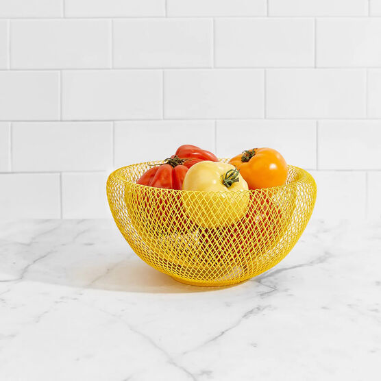Yellow wire mesh bowl